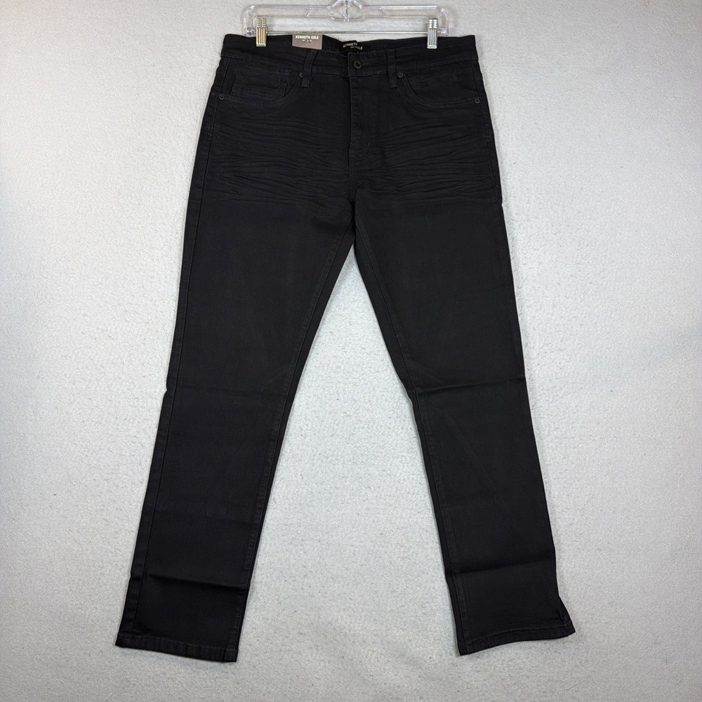 Kenneth Cole Men Black Jeans Straight Leg Stretch Regular Fit Size 32X30 NWT